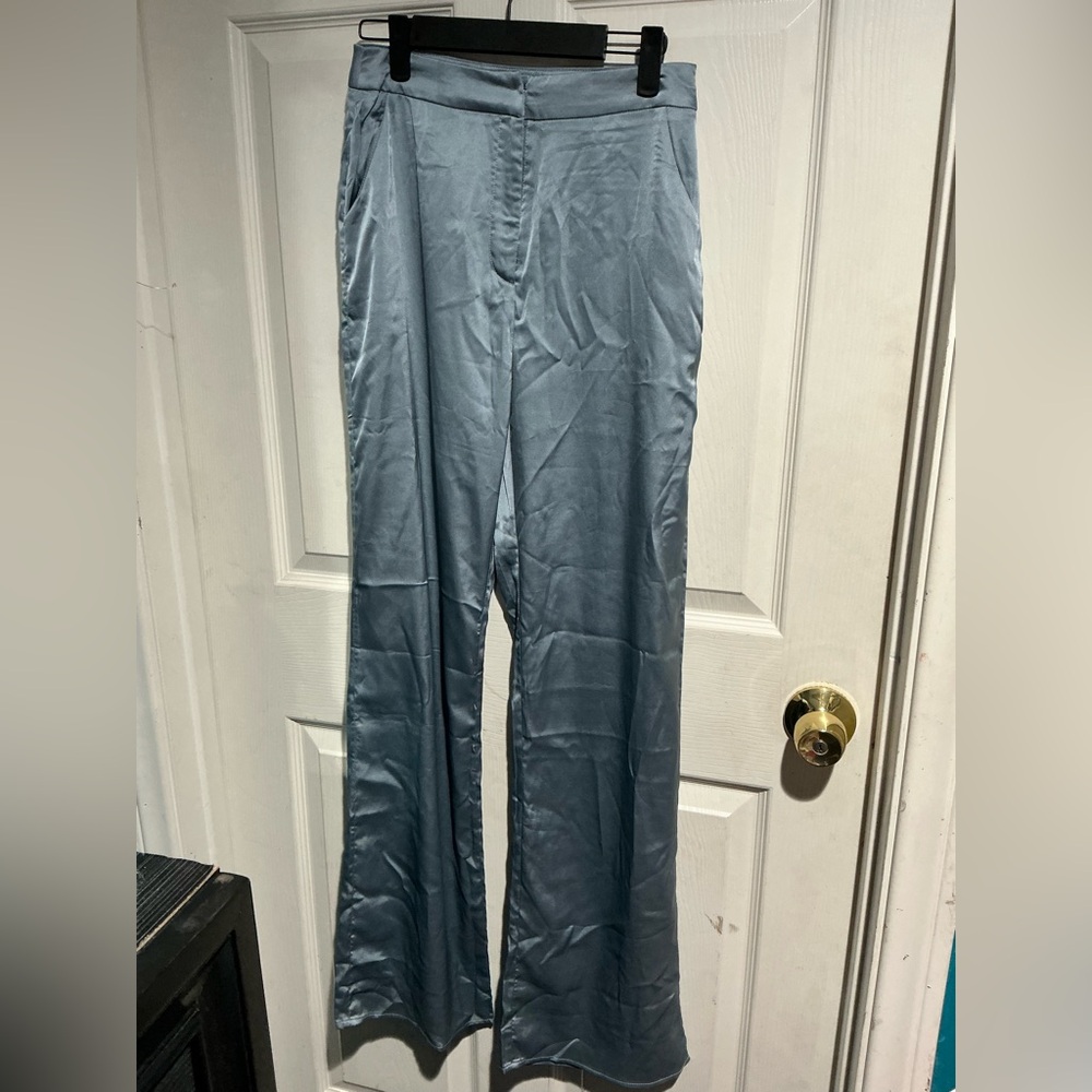 Sleek Blue Satin Pants - Fashion Nova